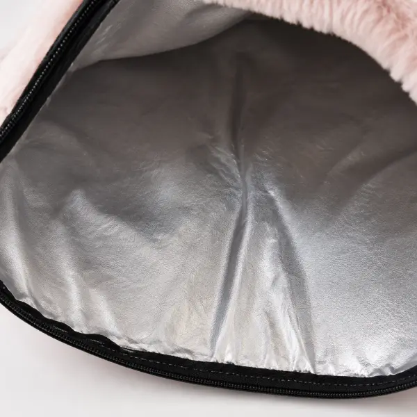 Close-up view of removable pet bed cushion inner lining
