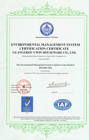 ISO 14001 environmental management system certificate