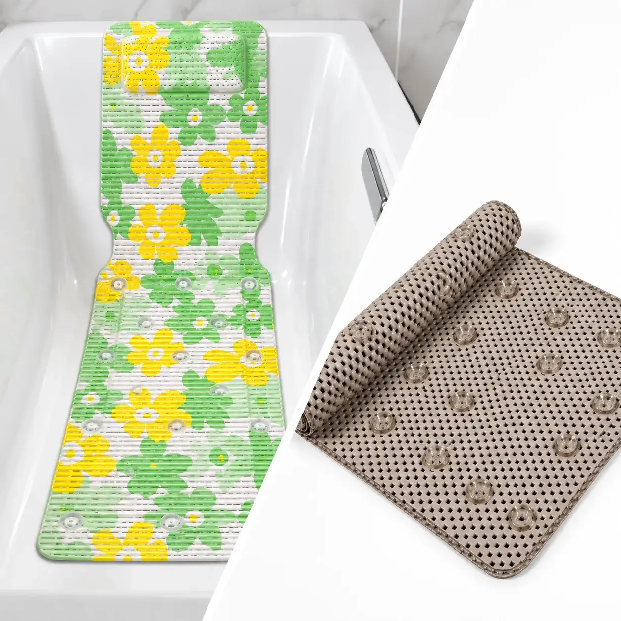 Bathroom and bathtub suction cup mat applications