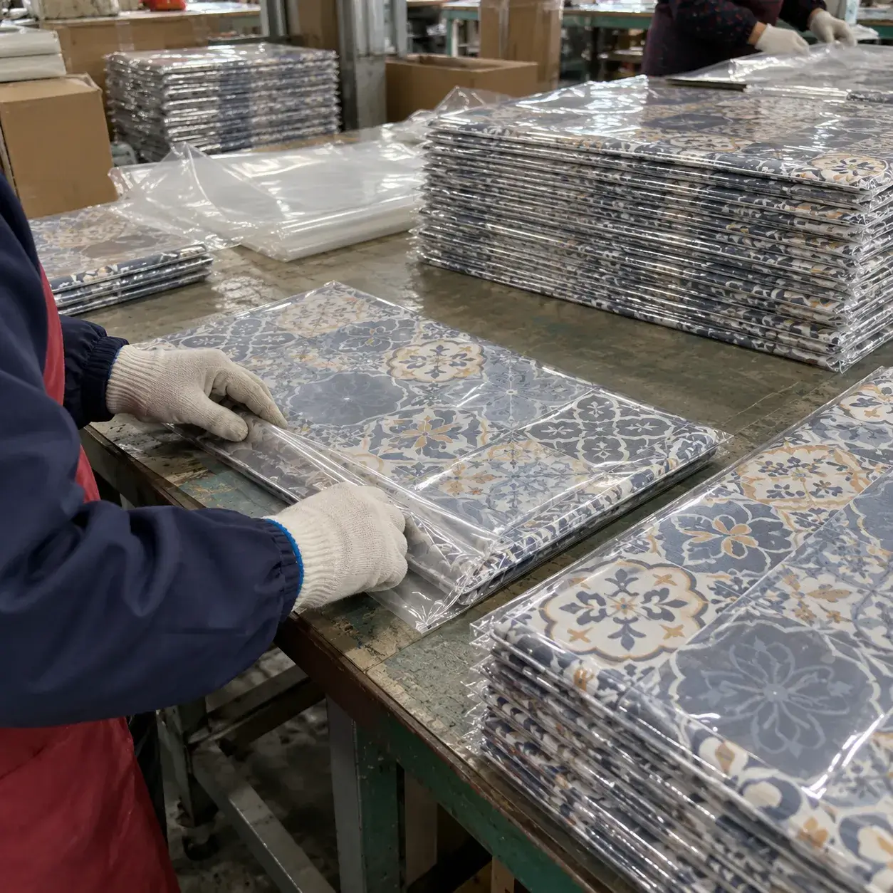 Final inspection and packaging of finished Uwin kitchen mats