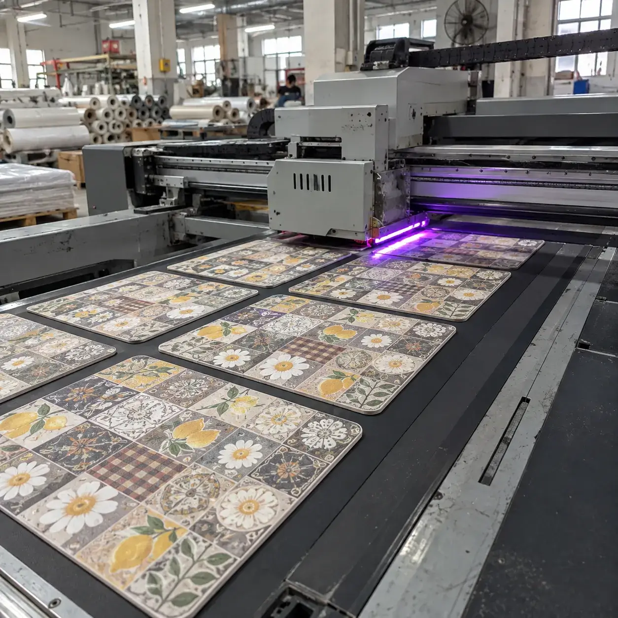 Digital printing process for custom kitchen mat artwork