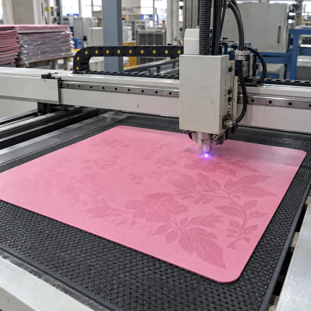 Laser printing process for customized kitchen mat patterns