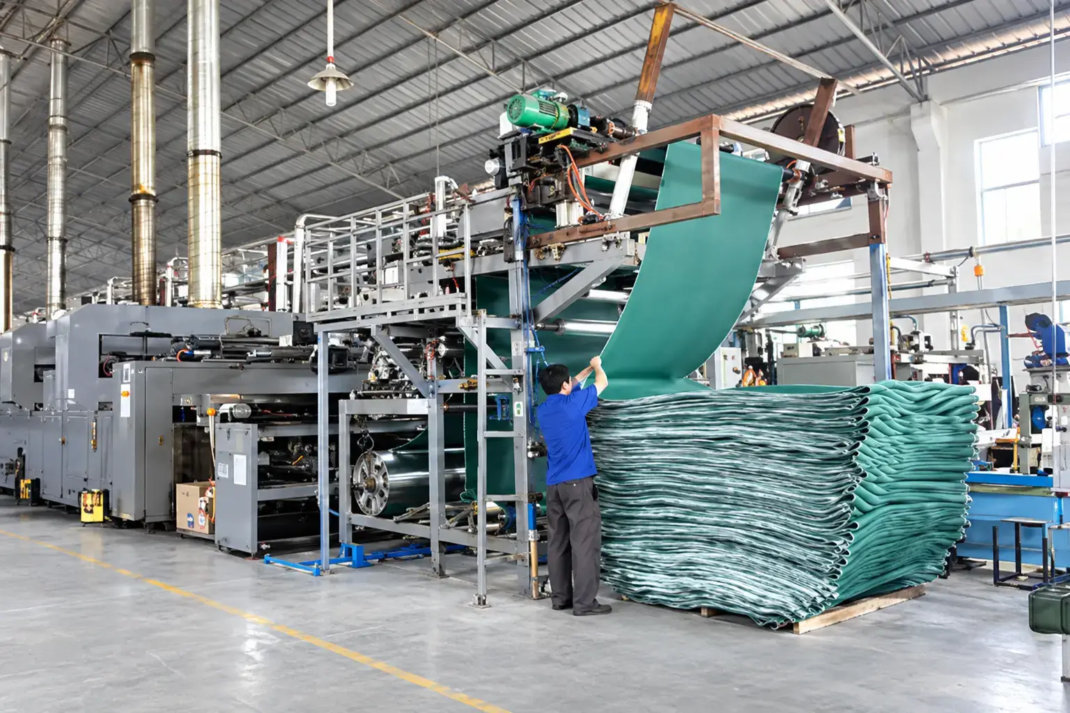Uwin PVC foaming production equipment with material handling line.